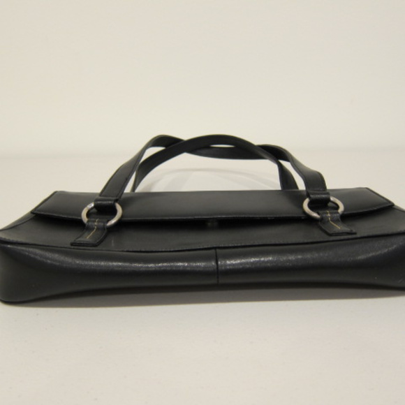 Women Handheld Shoulder BCBG Paris Black Vegan Faux Leather Bag Purse Top Handle - Picture 5 of 8